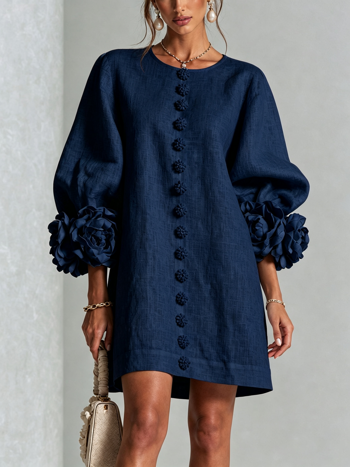 Zarelle | Women's cotton and linen mini dress – A-line cut