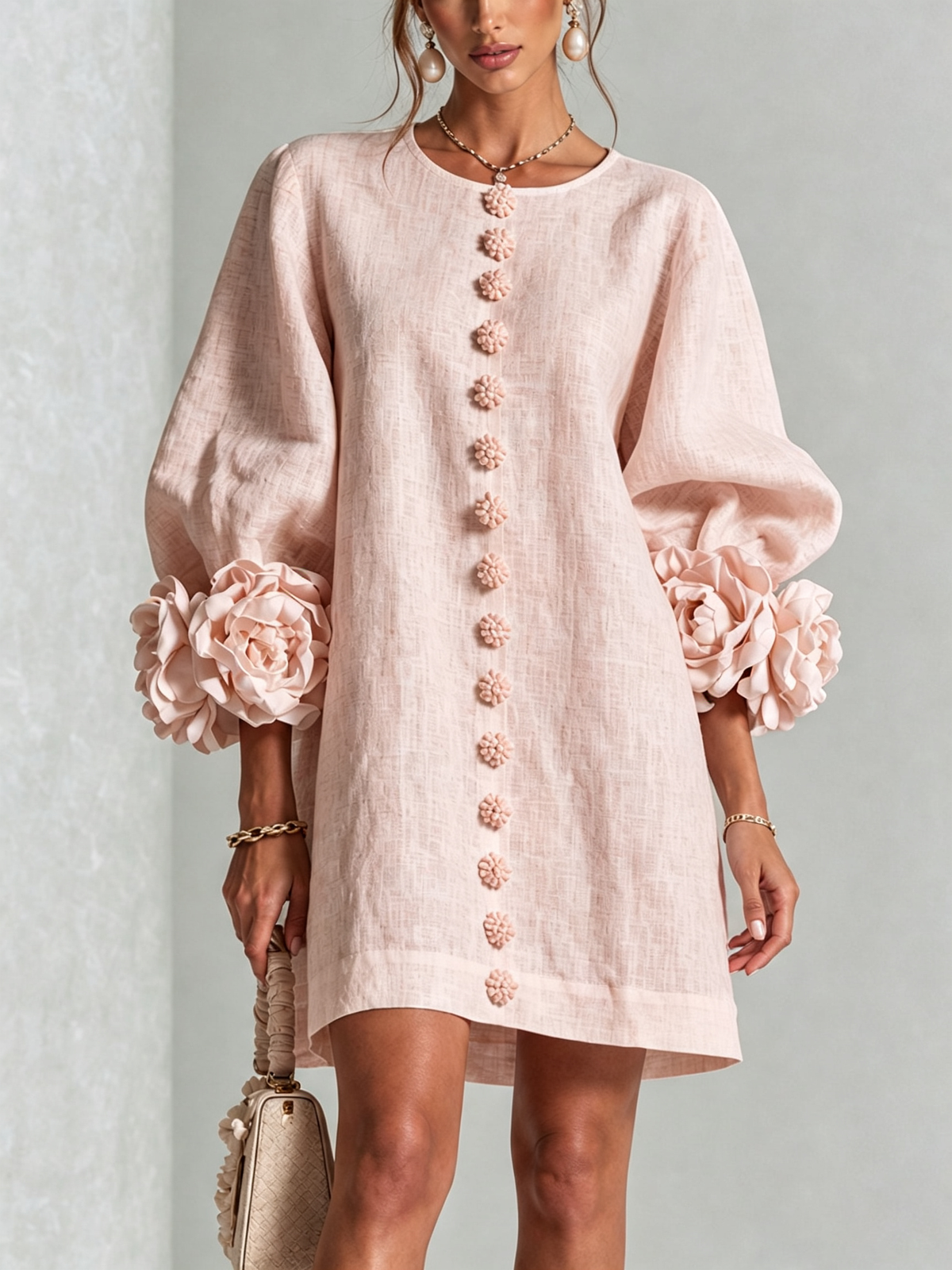 Zarelle | Women's cotton and linen mini dress – A-line cut