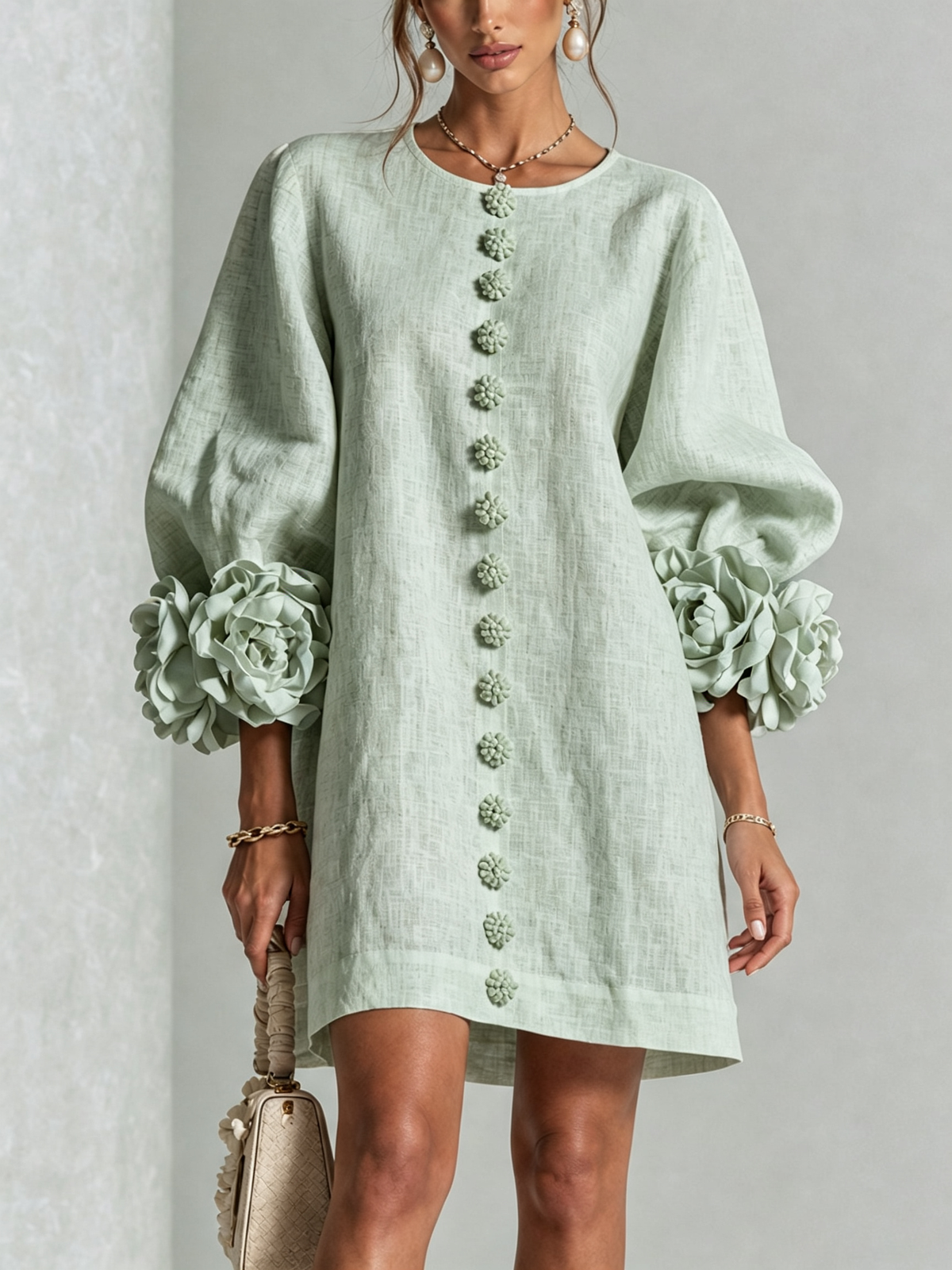 Zarelle | Women's cotton and linen mini dress – A-line cut