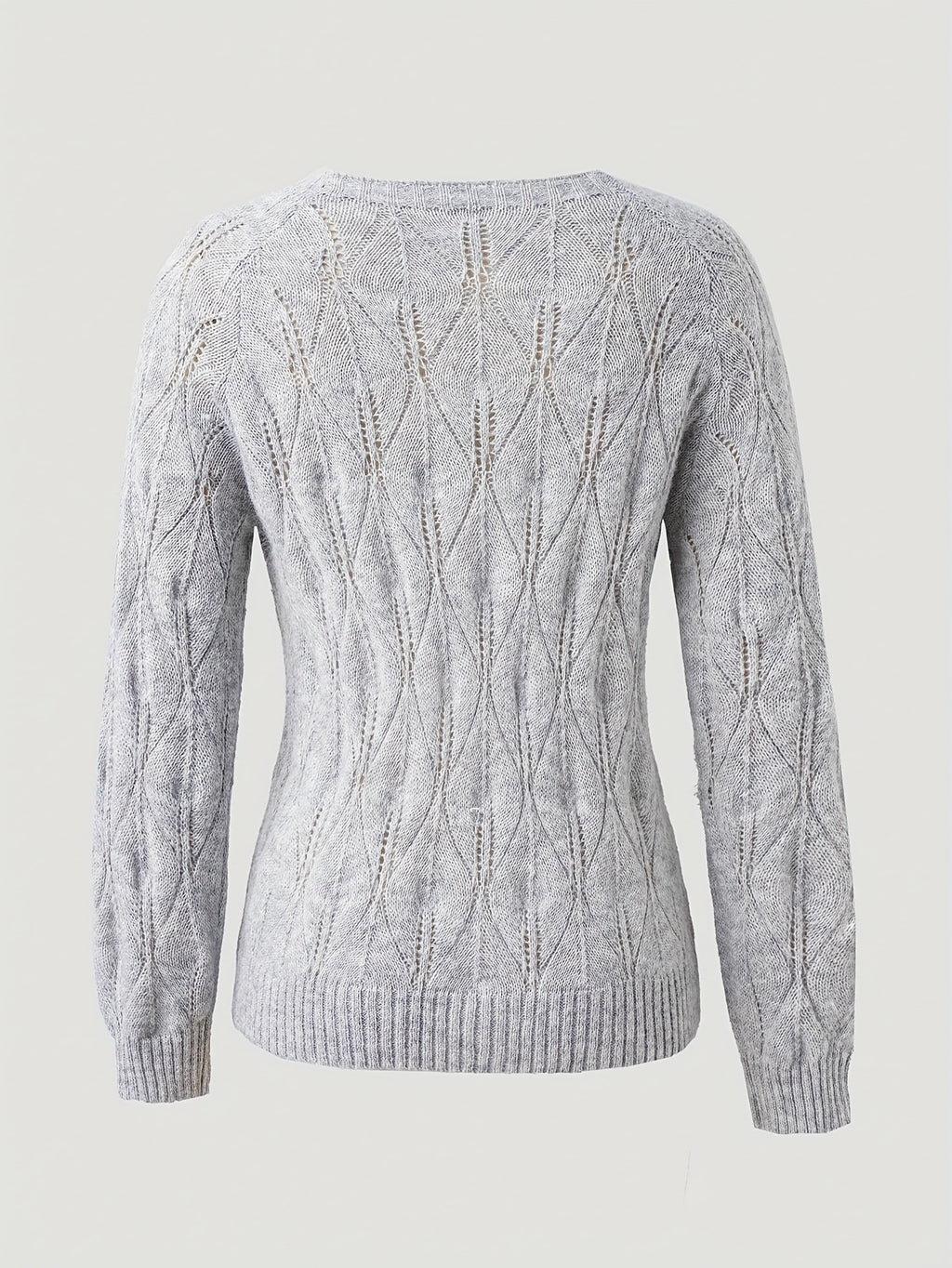 Velina | Damski sweter z dzianiny zapinany na guziki – sweter z okrągłym dekoltem
