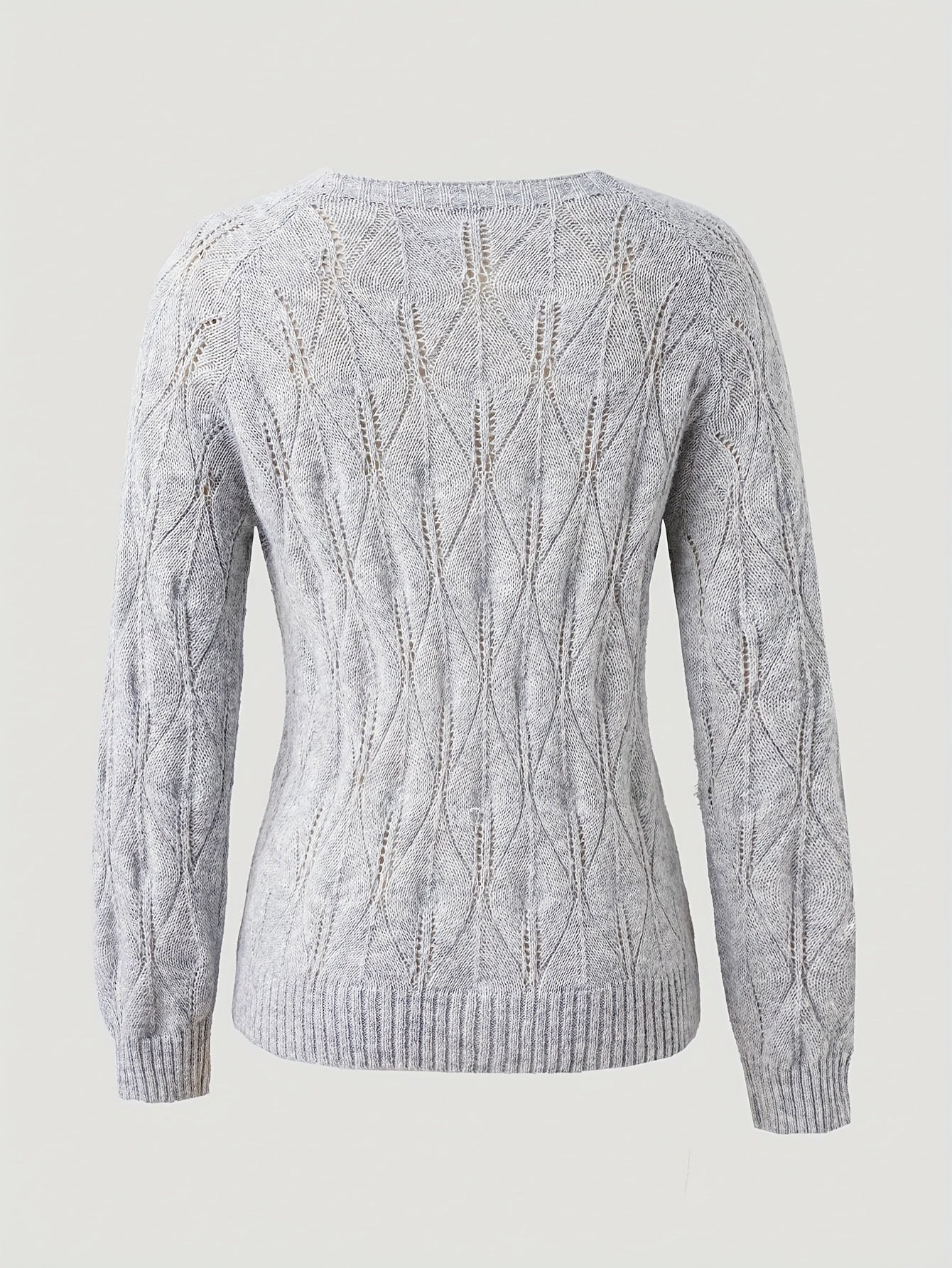 Velina | Damski sweter z dzianiny zapinany na guziki – sweter z okrągłym dekoltem