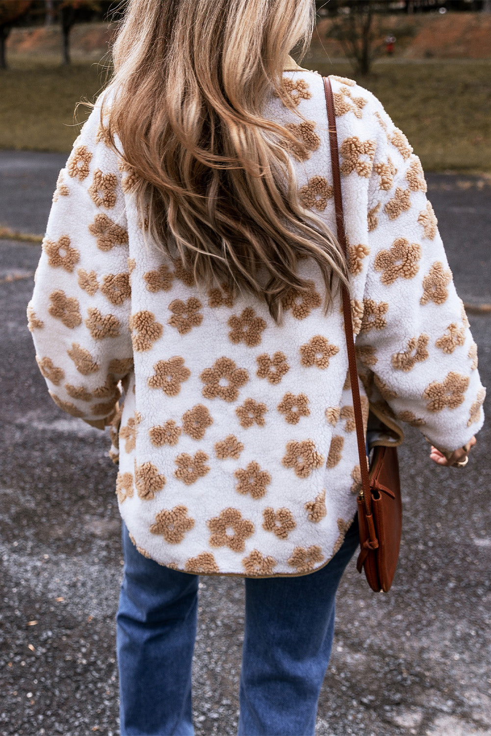Fiorina | Floral Women's Fleece Jacket – Button-Up with Turn-Down Collar