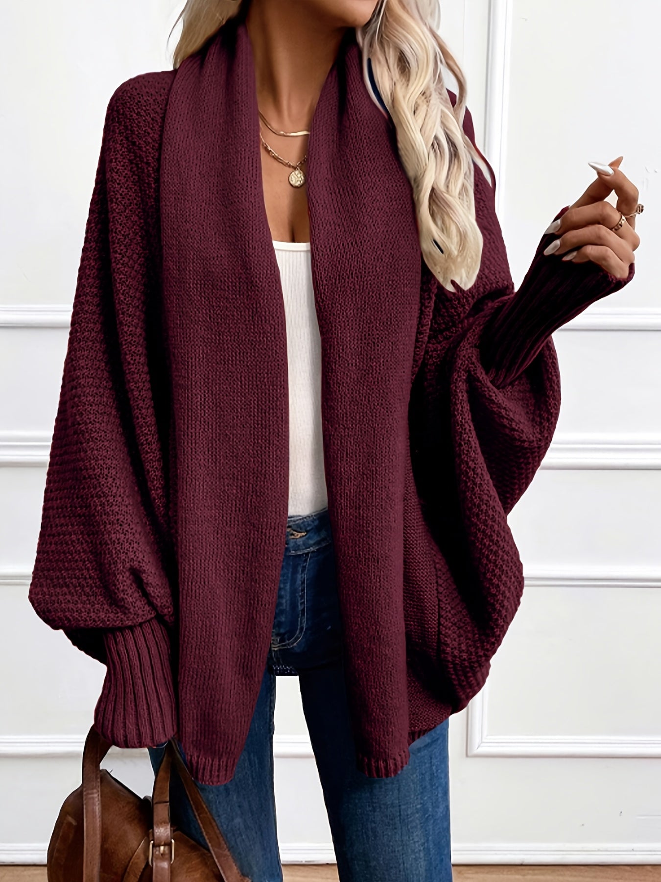 Zadie | Women’s Mid-Length Cardigan – Loose Fit Shawl Collar Jacket