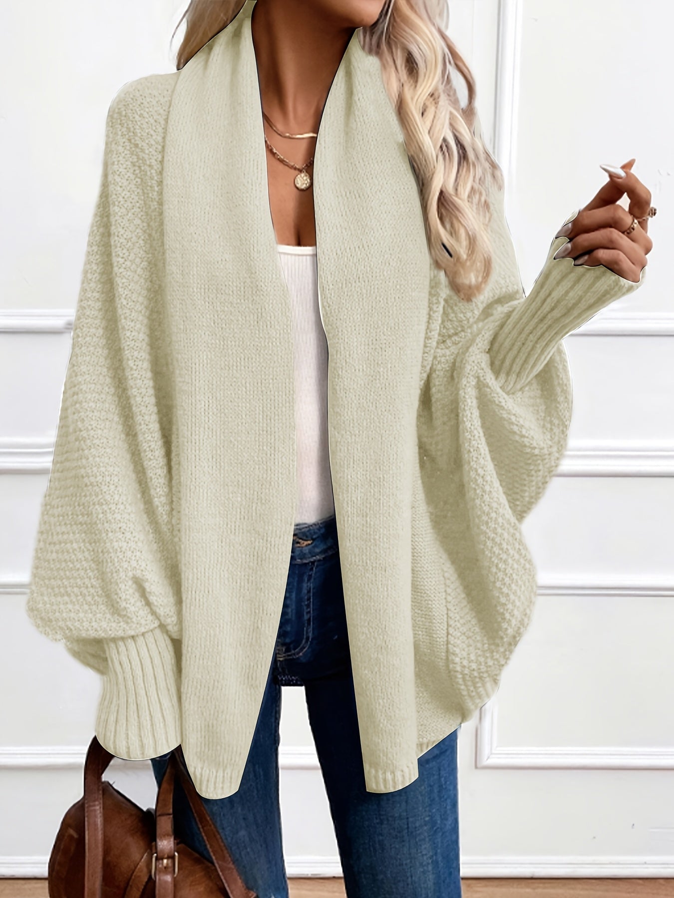 Zadie | Women’s Mid-Length Cardigan – Loose Fit Shawl Collar Jacket