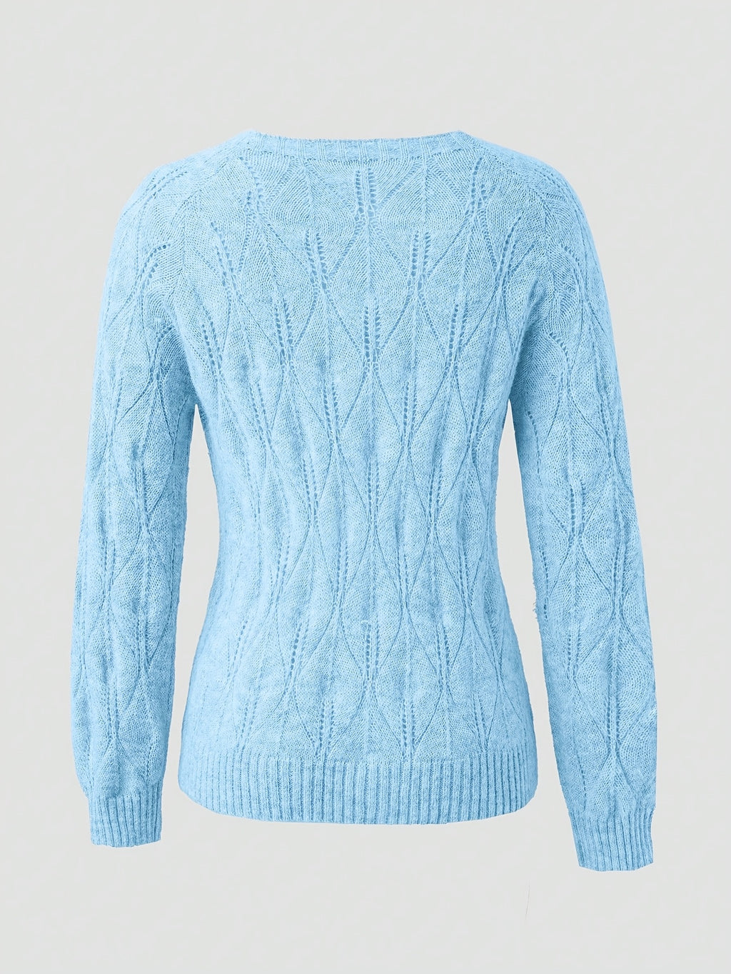 Velina | Damski sweter z dzianiny zapinany na guziki – sweter z okrągłym dekoltem