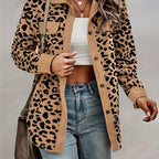 Keely | Women's Leopard Print Shirt - Casual Long Sleeve Button Down Jacket
