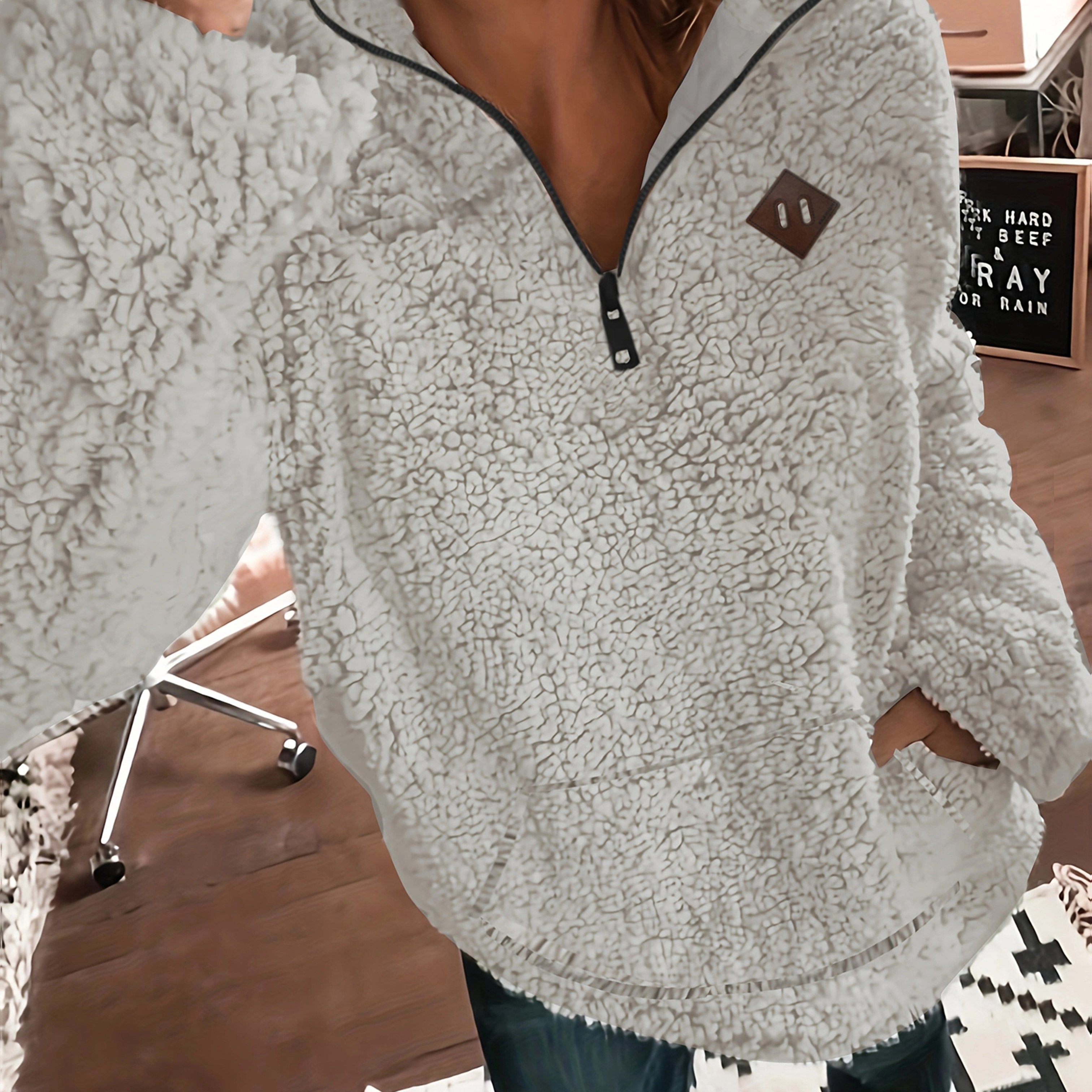 Nyelle | Damska bluza z długim rękawem i zamkiem – miękka, ciepła bluza z polaru
