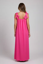 Women's summer dress with floral Bloom pattern - feminine U-neckline