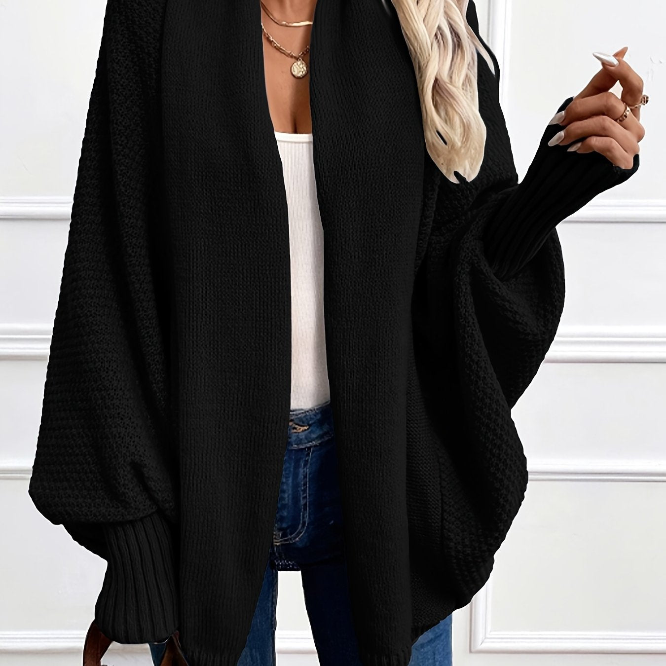 Zadie | Women’s Mid-Length Cardigan – Loose Fit Shawl Collar Jacket