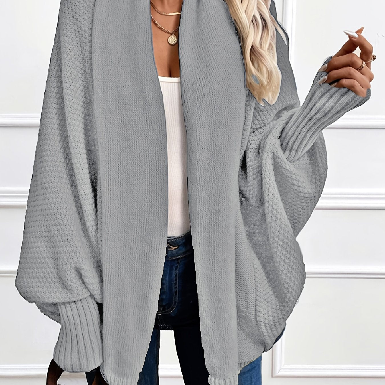 Zadie | Women’s Mid-Length Cardigan – Loose Fit Shawl Collar Jacket