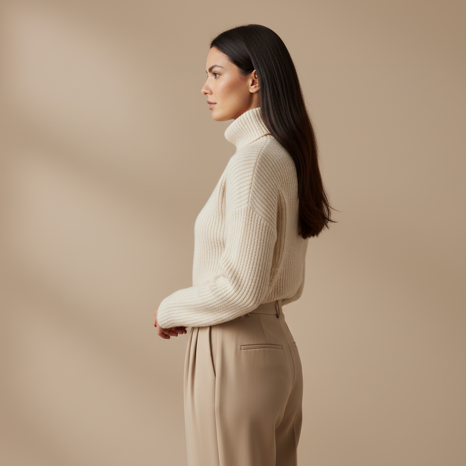 Kremowy Sweter Damski | Modny Jasny Kolor