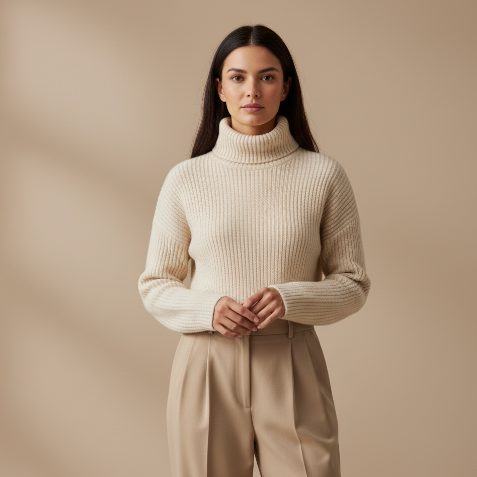 Kremowy Sweter Damski | Modny Jasny Kolor