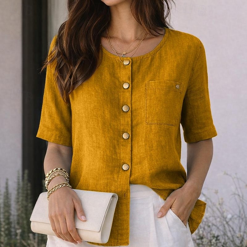 Amelith | Women's loose button-down blouse – casual, long-sleeved