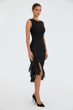 Asymmetric midi evening dress – a fashionable and luxurious look