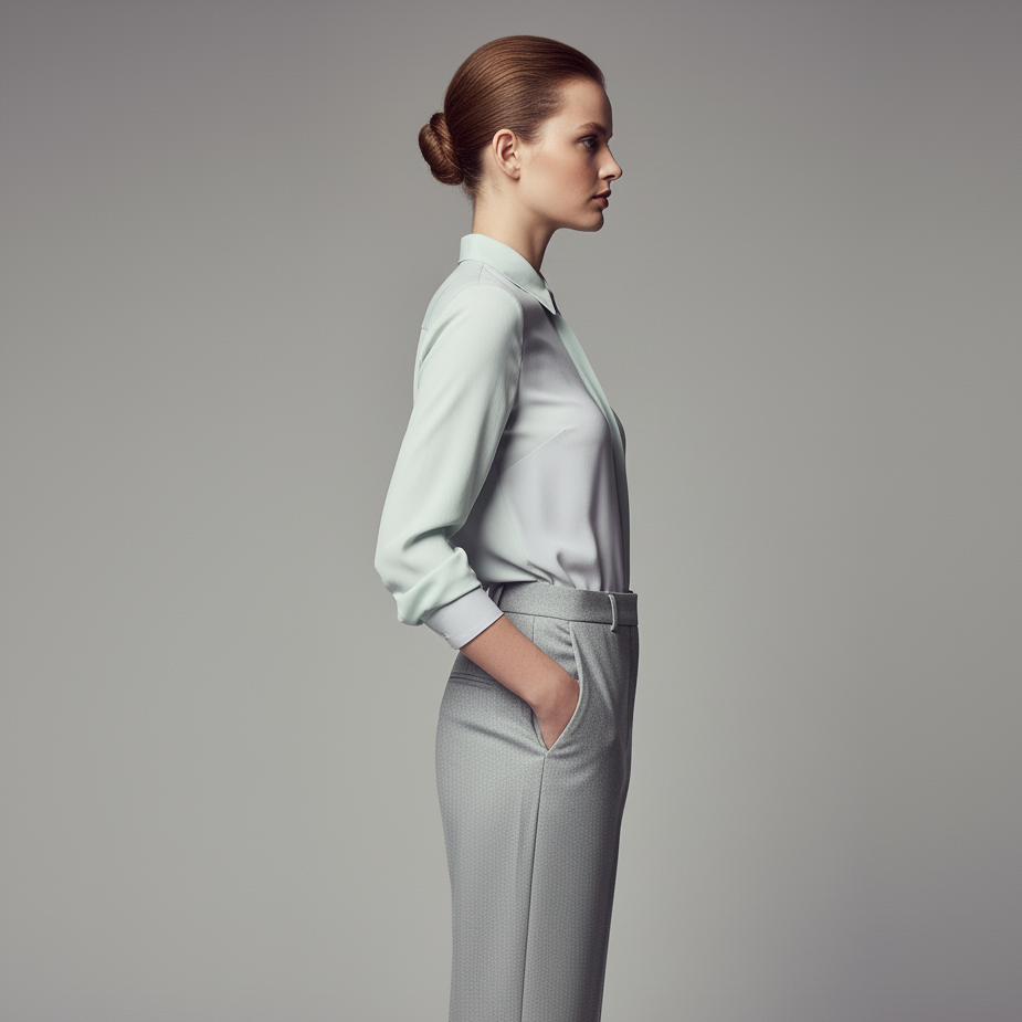 Jasnoszare Spodnie Garniturowe & Pastelowa Koszula