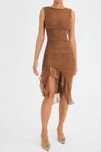 Asymmetric midi evening dress – a fashionable and luxurious look