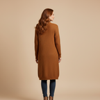 Brauner langer Damen Cardigan Rib