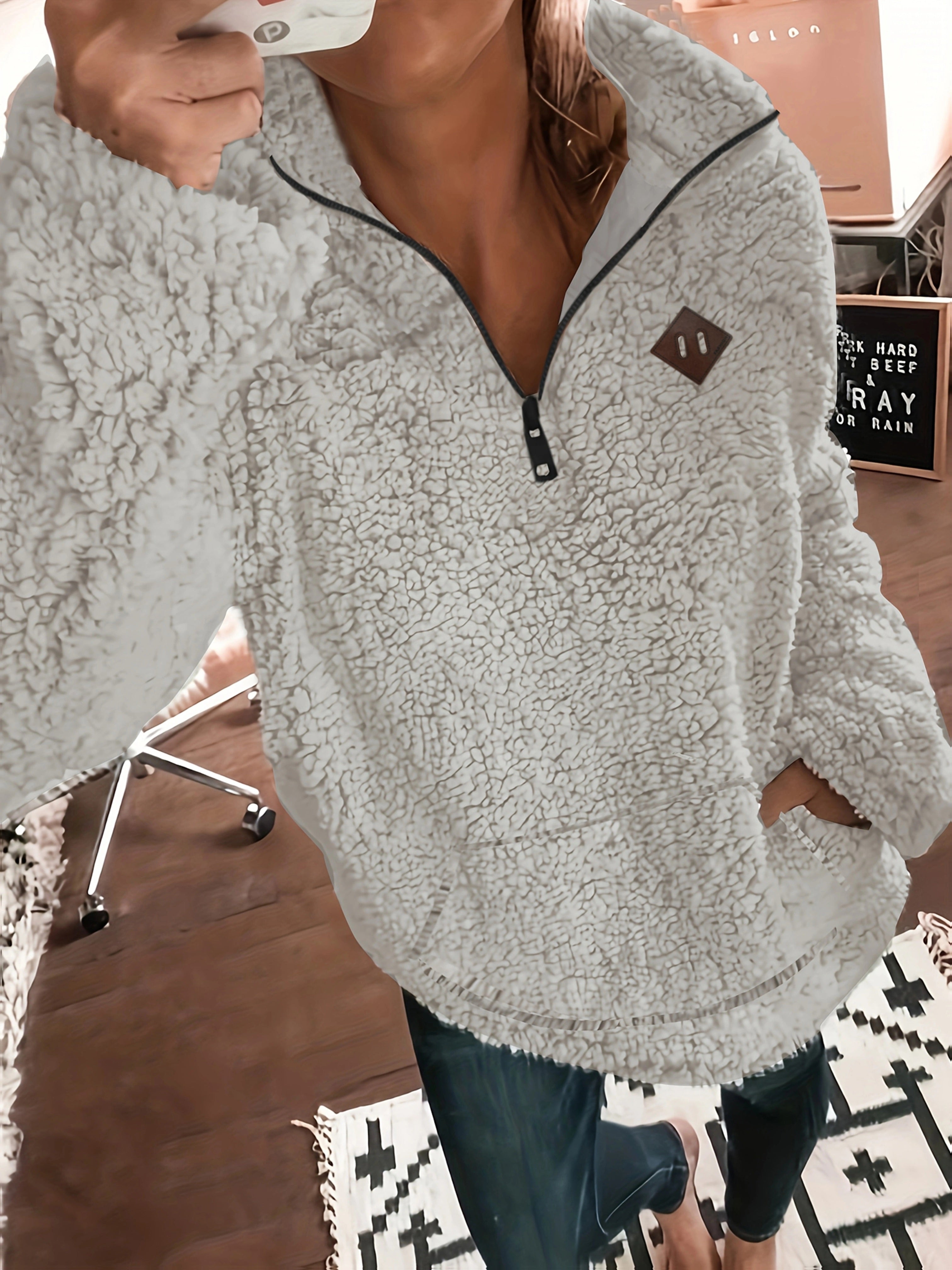 Nyelle | Damska bluza z długim rękawem i zamkiem – miękka, ciepła bluza z polaru