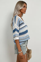 Damska bluzka z dzianiny Hollow Knit w dużym rozmiarze – oversize, oddychająca siateczka