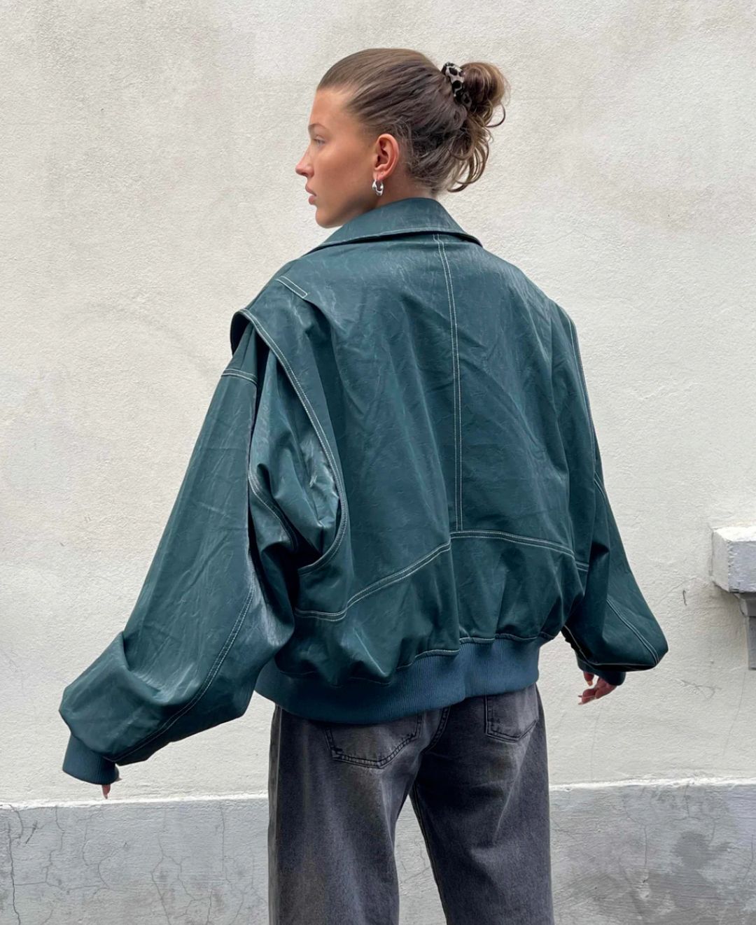 Maxine | Damska kurtka skórzana w stylu oversize – swobodny płaszcz z miękkiej skóry imitowanej