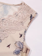 Women's lace and floral patchwork top – elegant sleeveless blouse