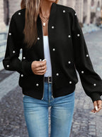 Ilona | Damowa kurtka baseballowa z koralikami – swobodna kurtka typu bomber w stylu varsity