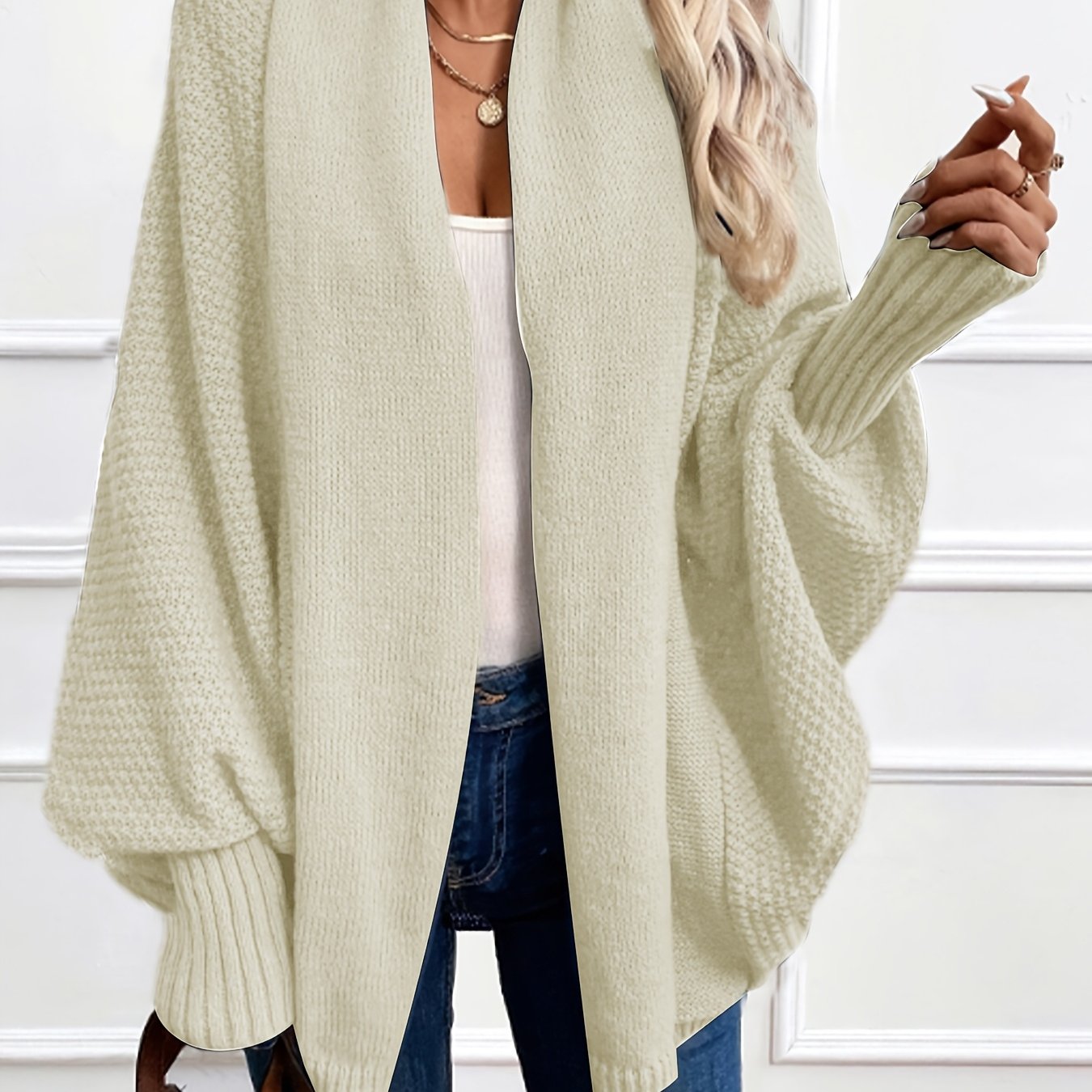 Zadie | Women’s Mid-Length Cardigan – Loose Fit Shawl Collar Jacket