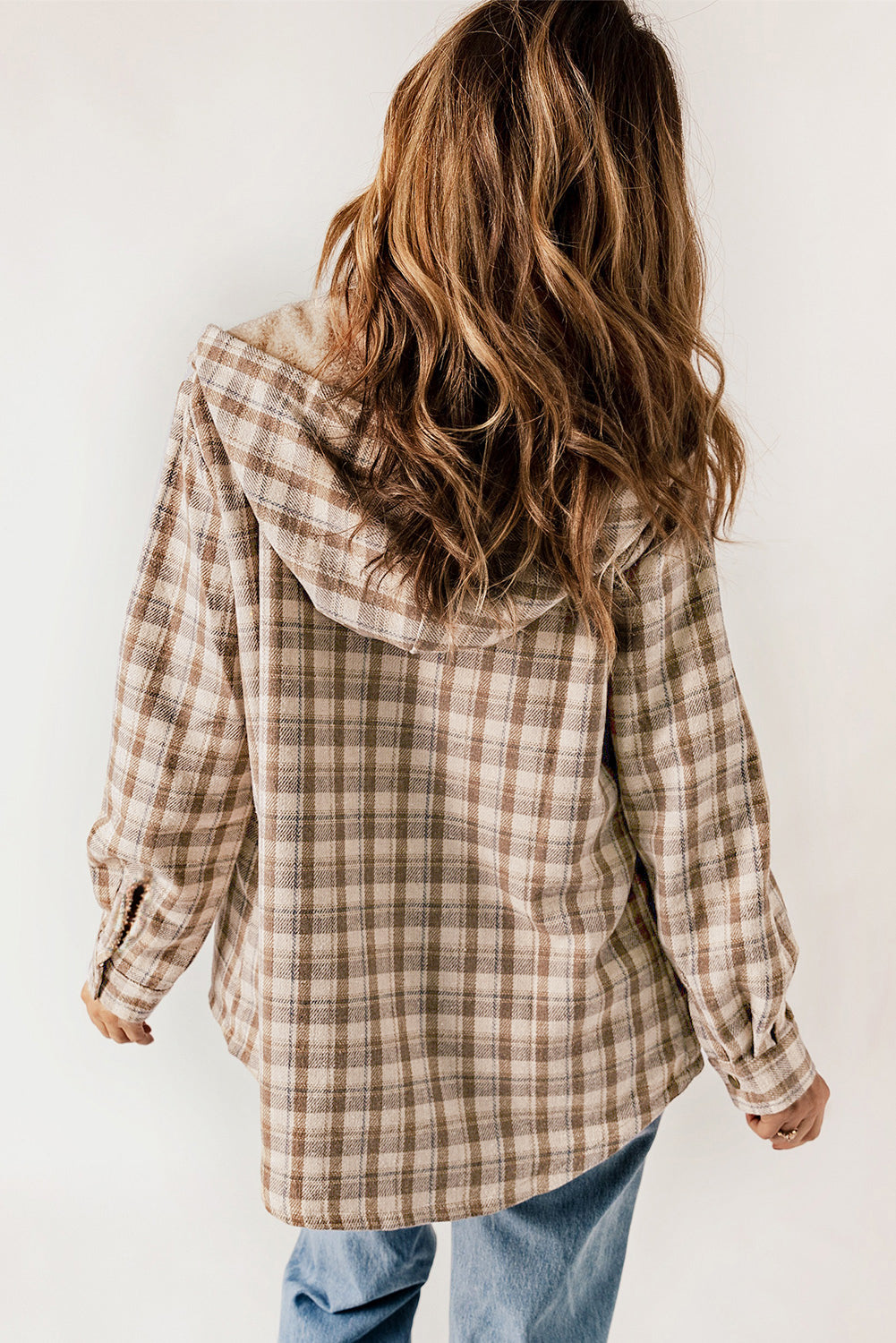 Violetta | Women's Plaid Coat - Jacket with Hood and Sherpa Fleece Lining