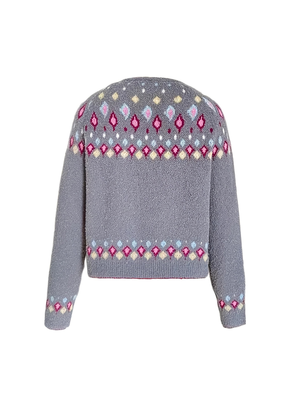 Noella | Damski kardigan w stylu Fair Isle – miękki sweter z długim rękawem