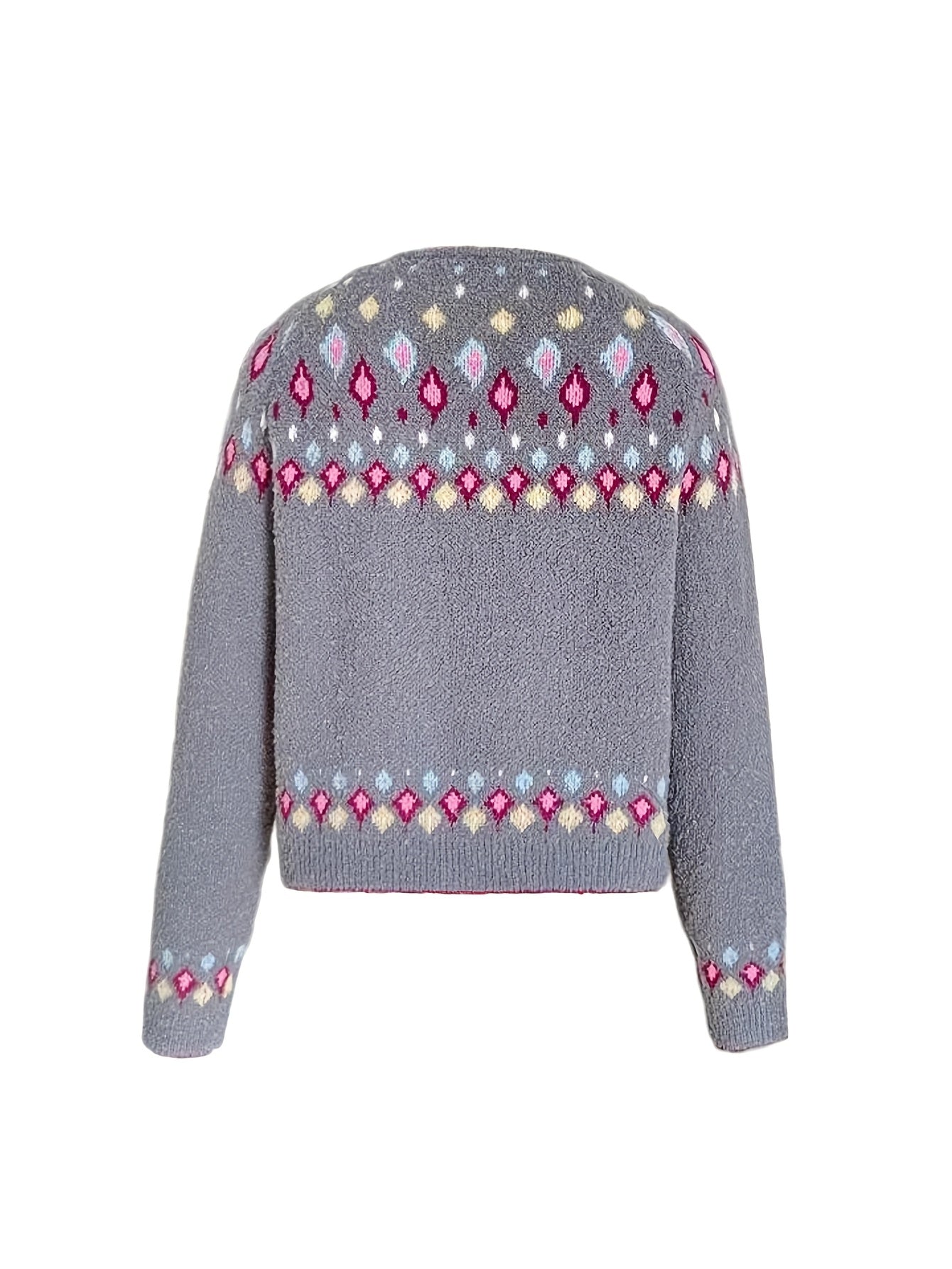 Noella | Damski kardigan w stylu Fair Isle – miękki sweter z długim rękawem