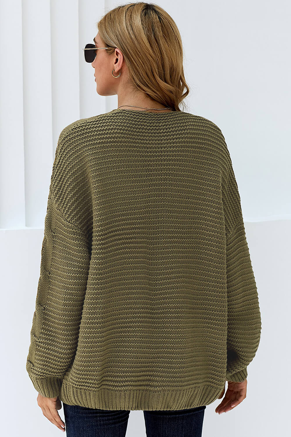 Virelia | Damski sweter z grubej dzianiny – oversizowy sweter z otwartym przodem