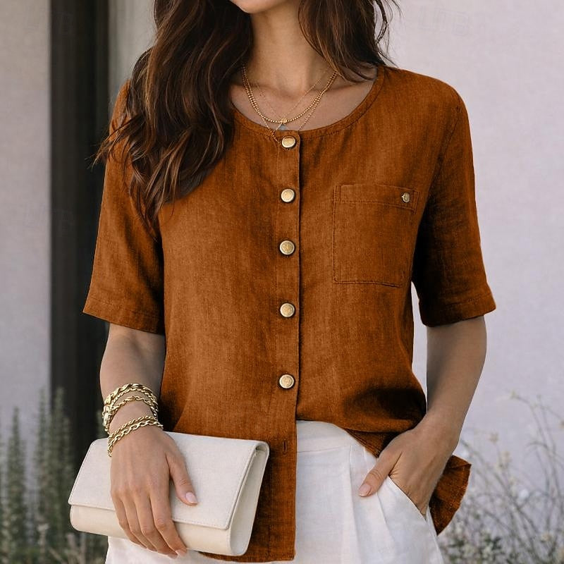 Amelith | Women's loose button-down blouse – casual, long-sleeved