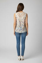 Women's lace and floral patchwork top – elegant sleeveless blouse