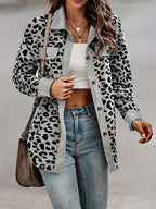 Keely | Women's Leopard Print Shirt - Casual Long Sleeve Button Down Jacket