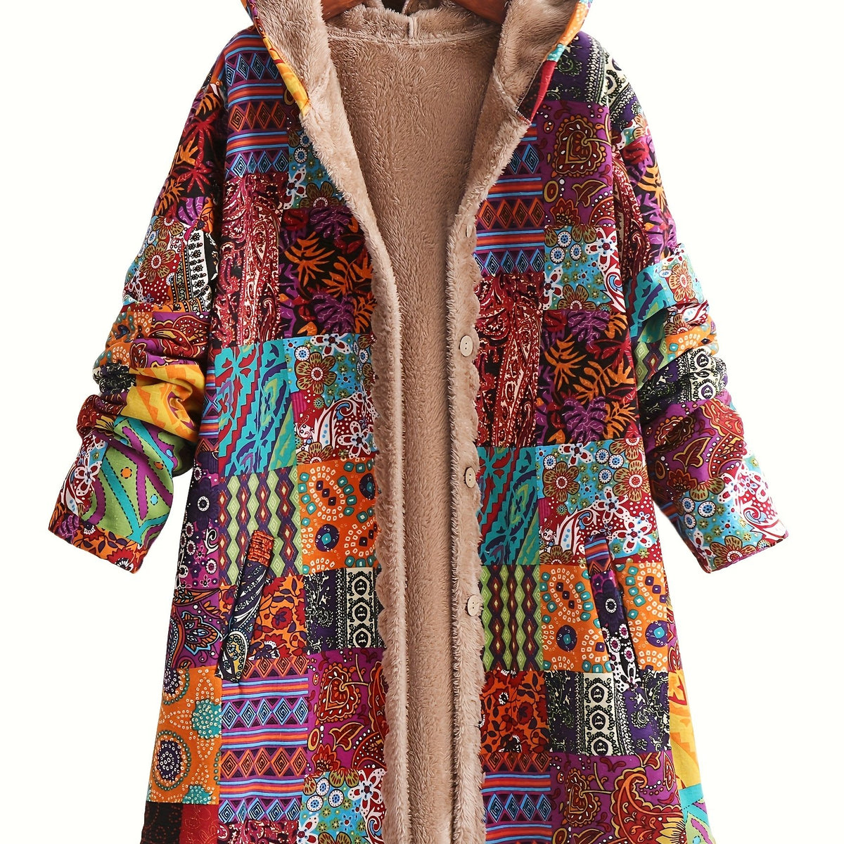 Cailynne | Women's Printed Hooded Jacket - Thick, Insulated Long Sleeve Coat