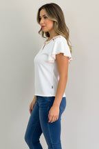 Elegant women's blouse with puffed sleeves - chic, airy, and lightweight blouse