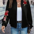 Krystyna | Haftowana damska kurtka typu bomber – swobodna kurtka w stylu baseballowym typu varsity