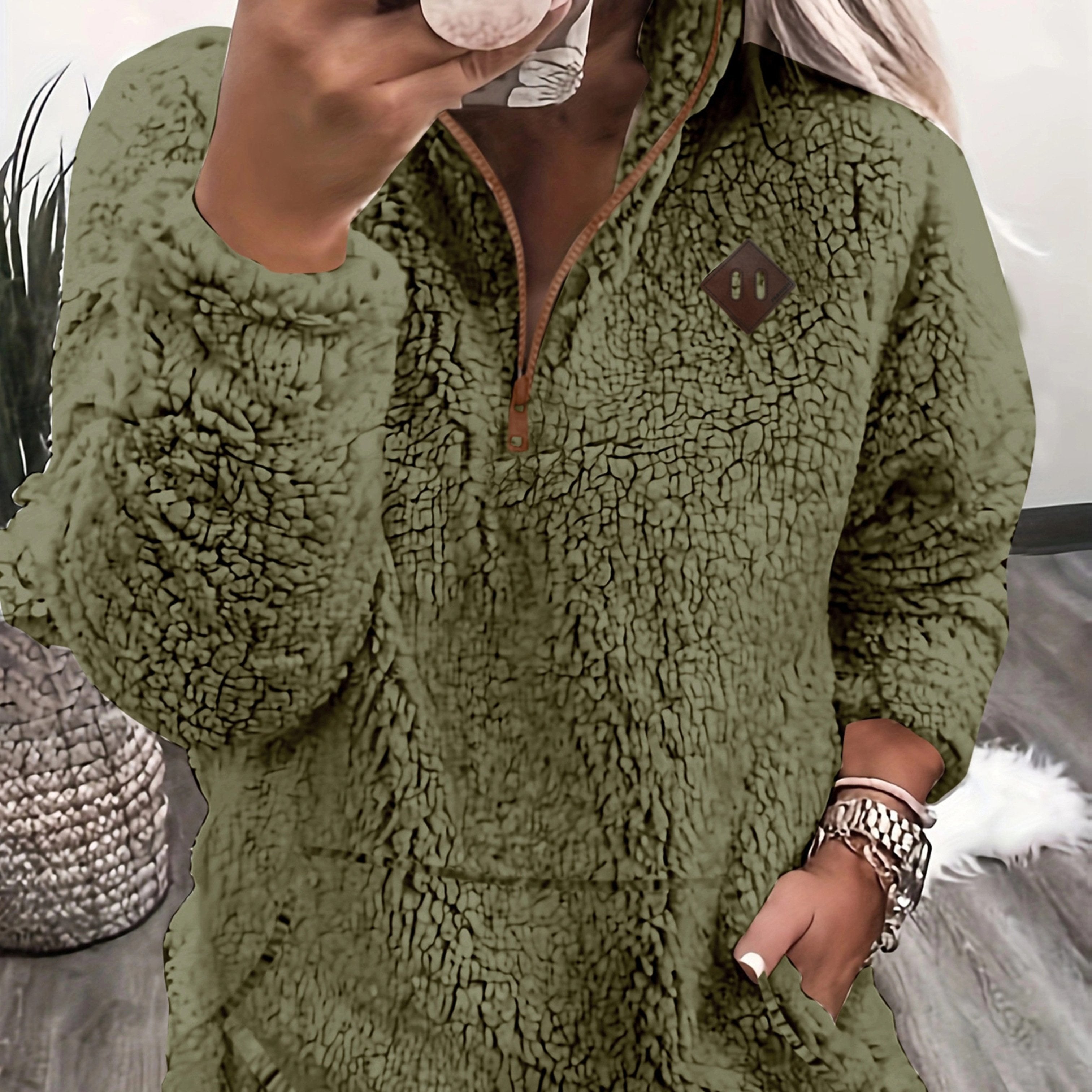 Nyelle | Damska bluza z długim rękawem i zamkiem – miękka, ciepła bluza z polaru