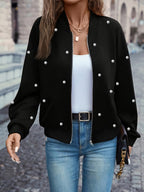 Ilona | Damowa kurtka baseballowa z koralikami – swobodna kurtka typu bomber w stylu varsity