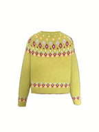 Noella | Damski kardigan w stylu Fair Isle – miękki sweter z długim rękawem