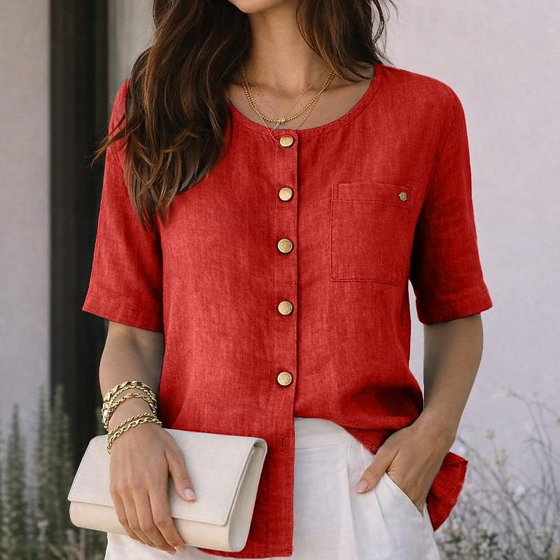 Lindra | Women's loose button-down blouse – casual everyday blouse