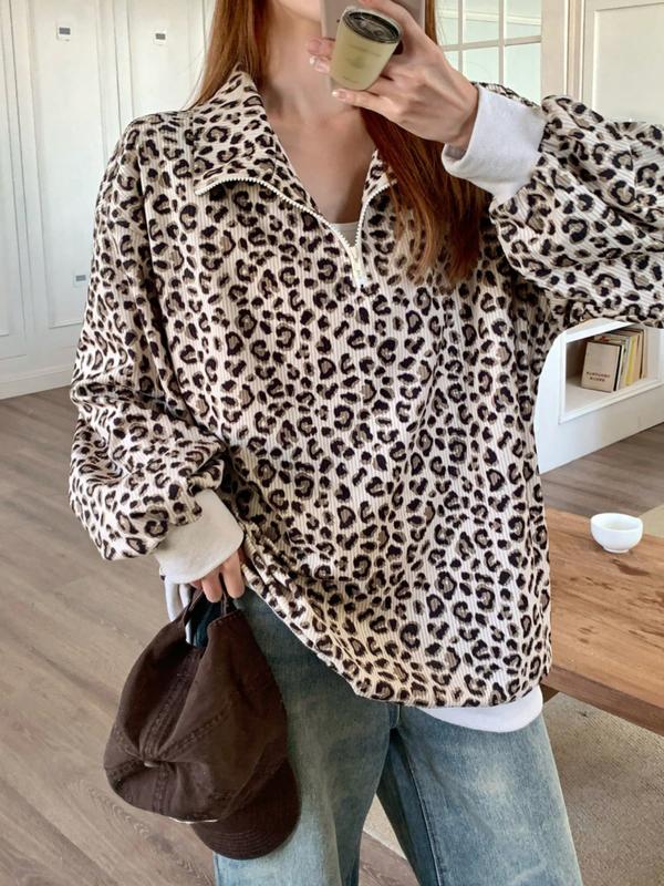 Leora | Damska bluza oversize w panterkę – miękka, na co dzień