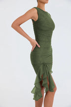 Asymmetric midi evening dress – a fashionable and luxurious look
