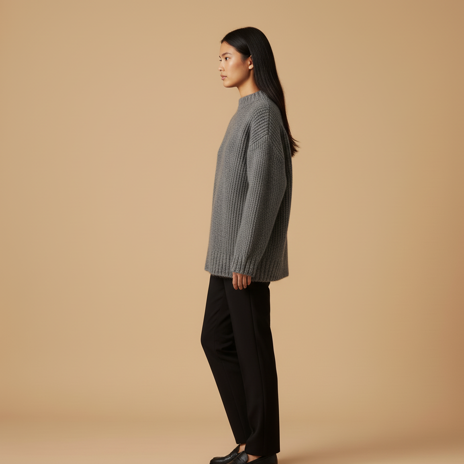 Szary Wełniany Sweter Damski