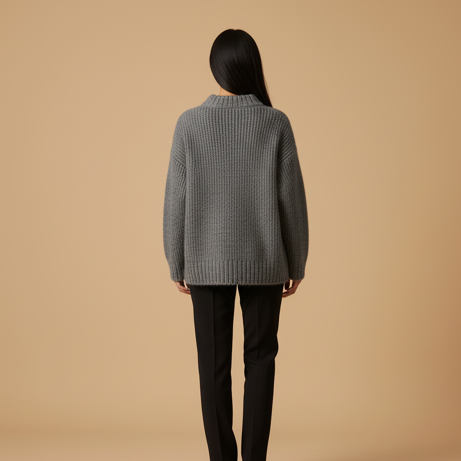 Szary Wełniany Sweter Damski