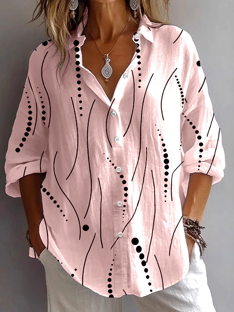 Lysandra | Women's artistic button-down blouse – loose fit, cotton-linen blend