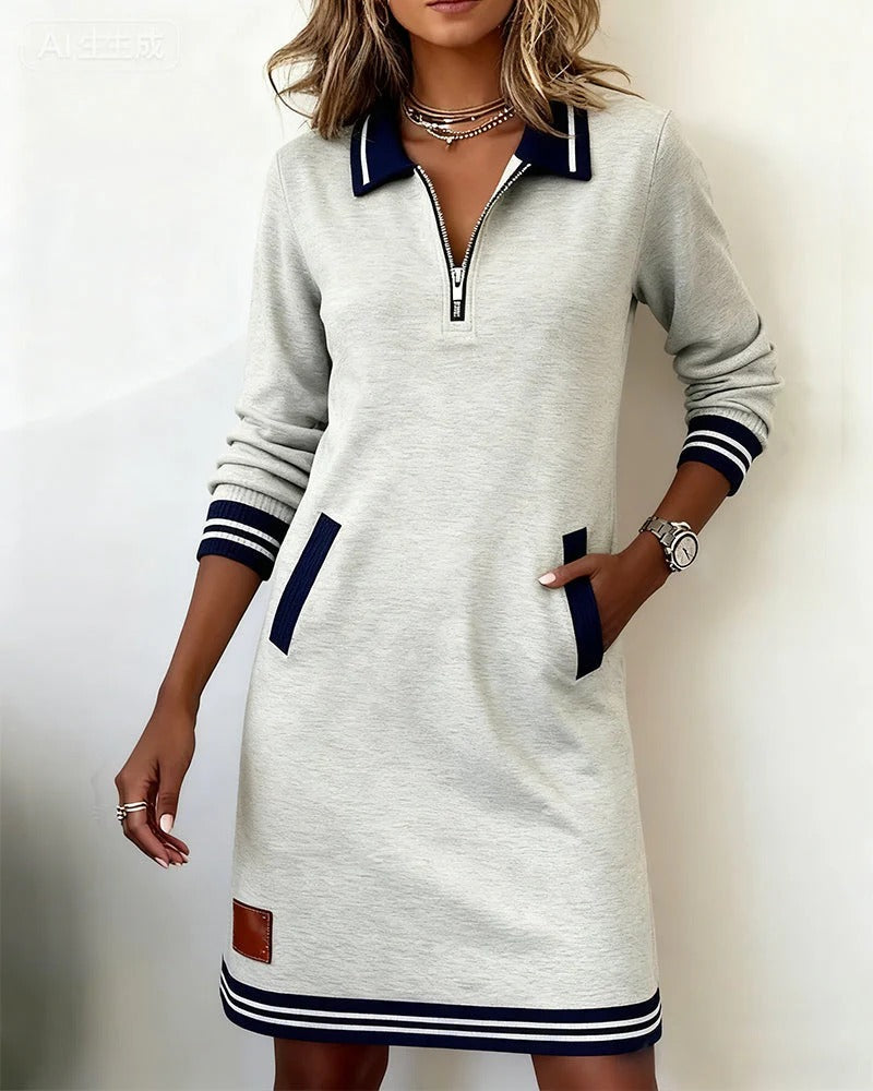 Dagmara | Elegant women's long-sleeved cotton dress