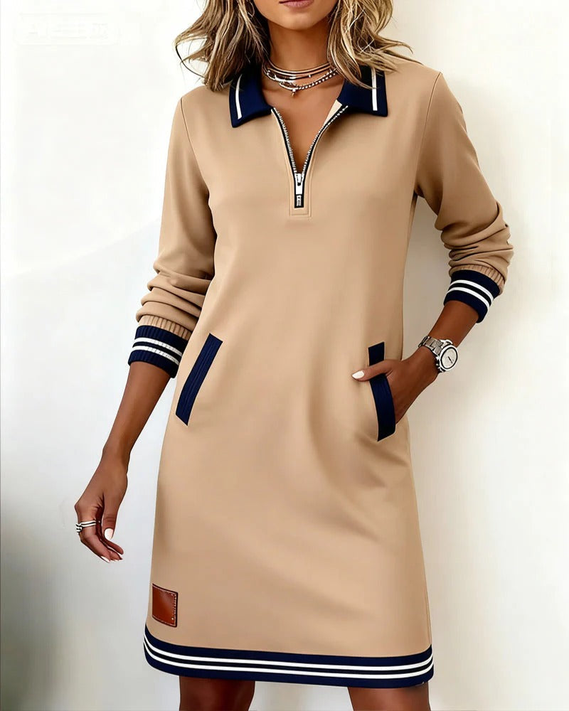 Dagmara | Elegant women's long-sleeved cotton dress