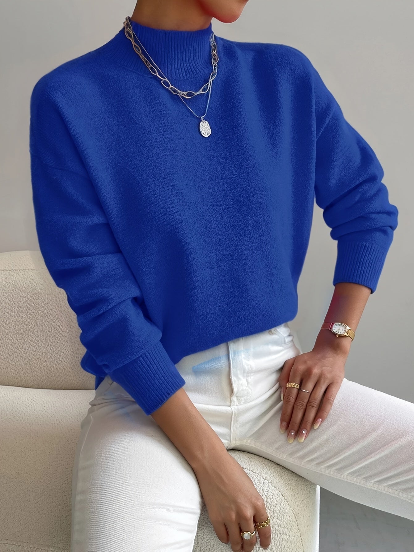 Ember | Damska miękka dzianinowa bluzka – elegancki sweter z golfem