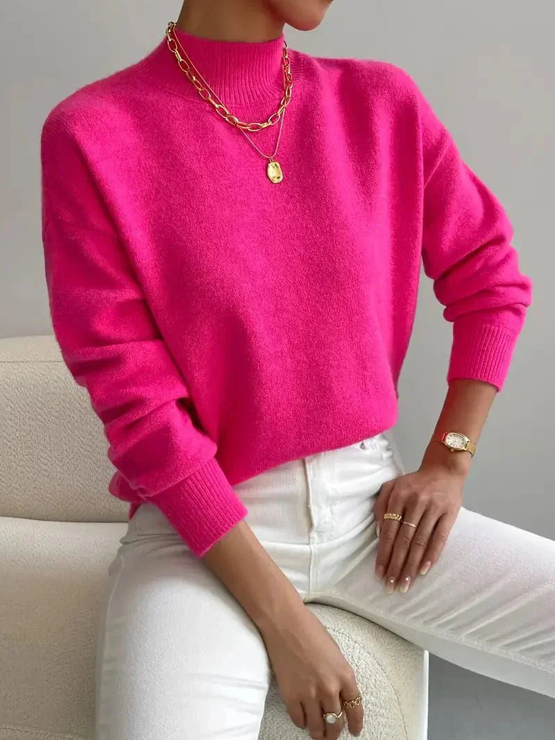 Ember | Damska miękka dzianinowa bluzka – elegancki sweter z golfem